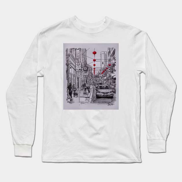 Missing Melbourne study (China town) Long Sleeve T-Shirt by Loui Jover 